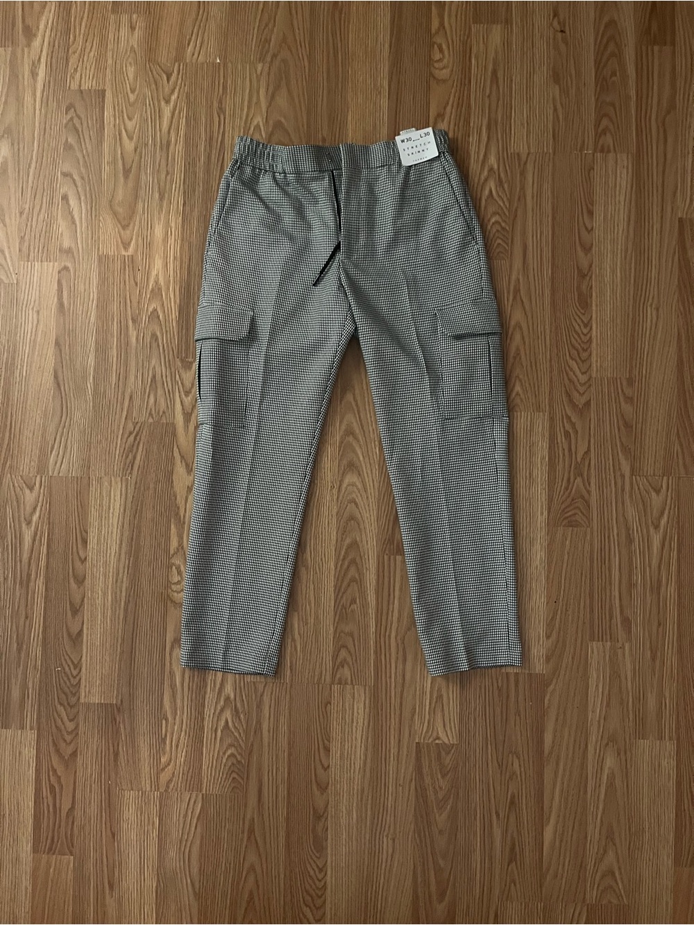 Topman Gray Micro-Check Cargo Pants